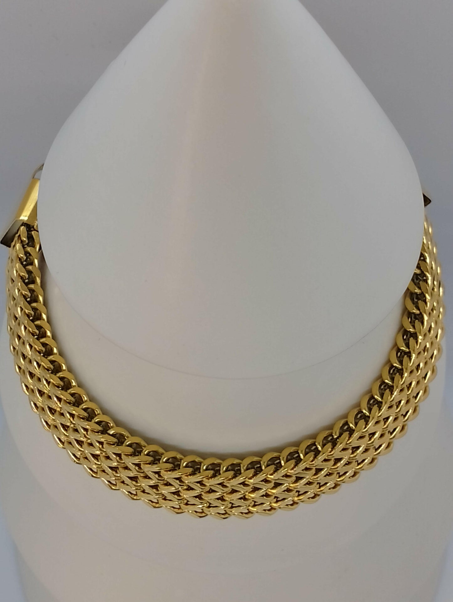 Bracelet Ophélie acier inoxydable doré maille gourmette, vue de face - bracelet moderne minimaliste 17cm + 5cm réglage pour bureau et soirées ville