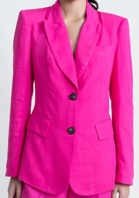 Femme portant la Veste Rosa - Veste chic couleur rose BONITALUZ