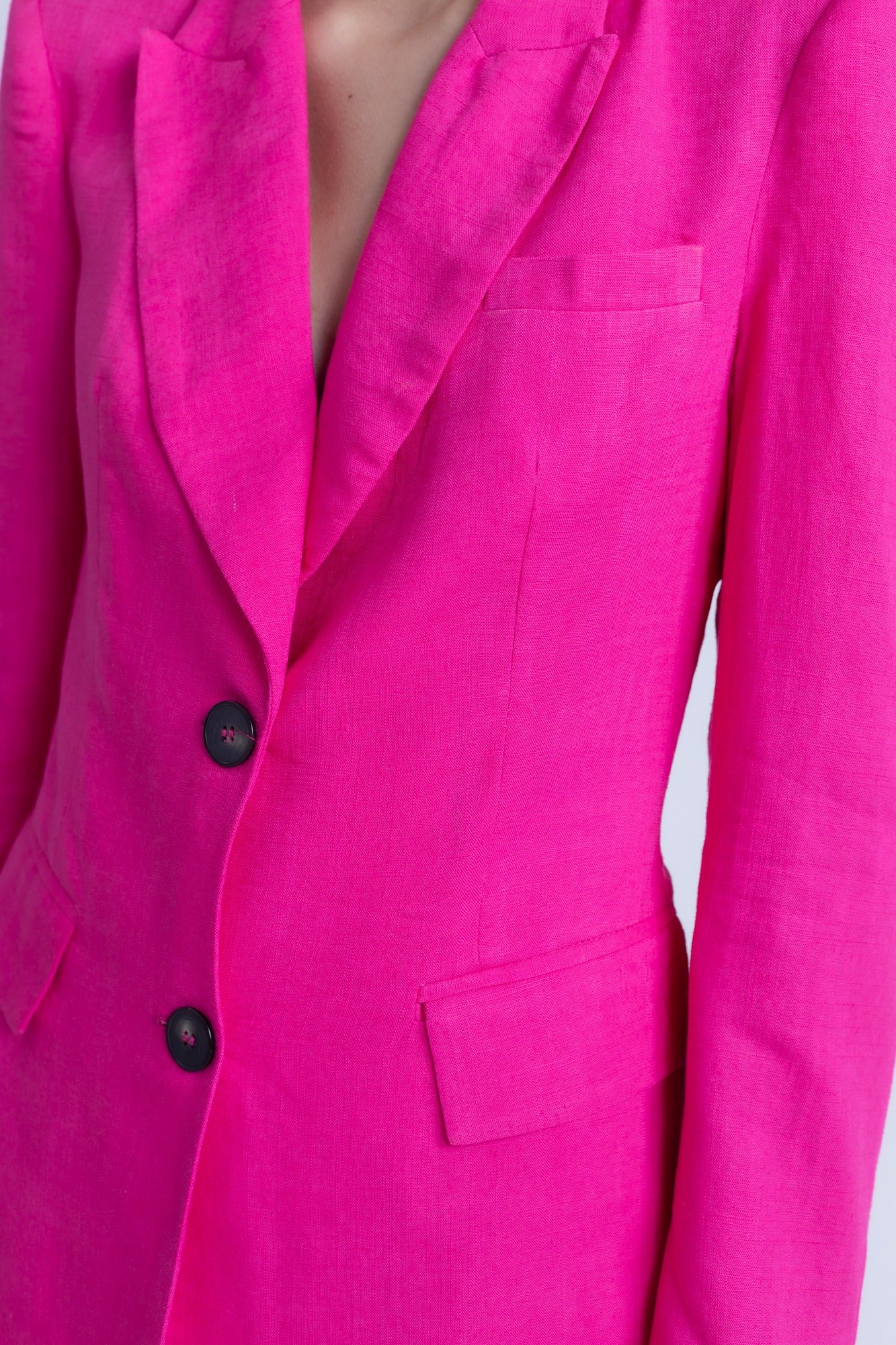 Veste Rosa détail texture viscose-lin, finitions soignées - veste facile d'entretien et légère