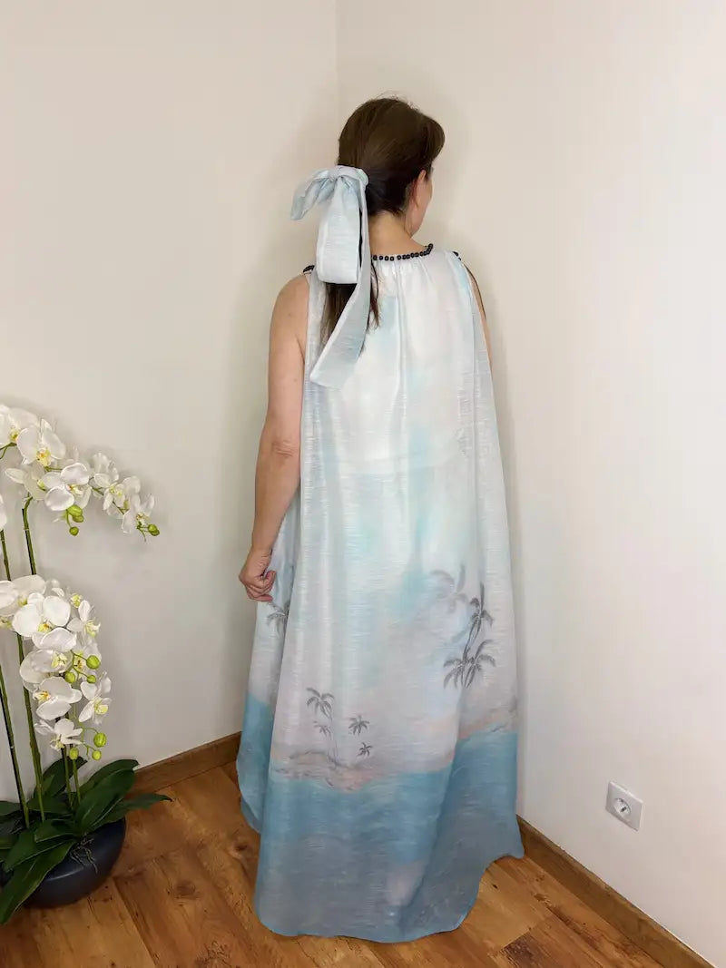 Mode durable 2025 BONITALUZ - robe longue blanche florale, tendances mode éco-responsable