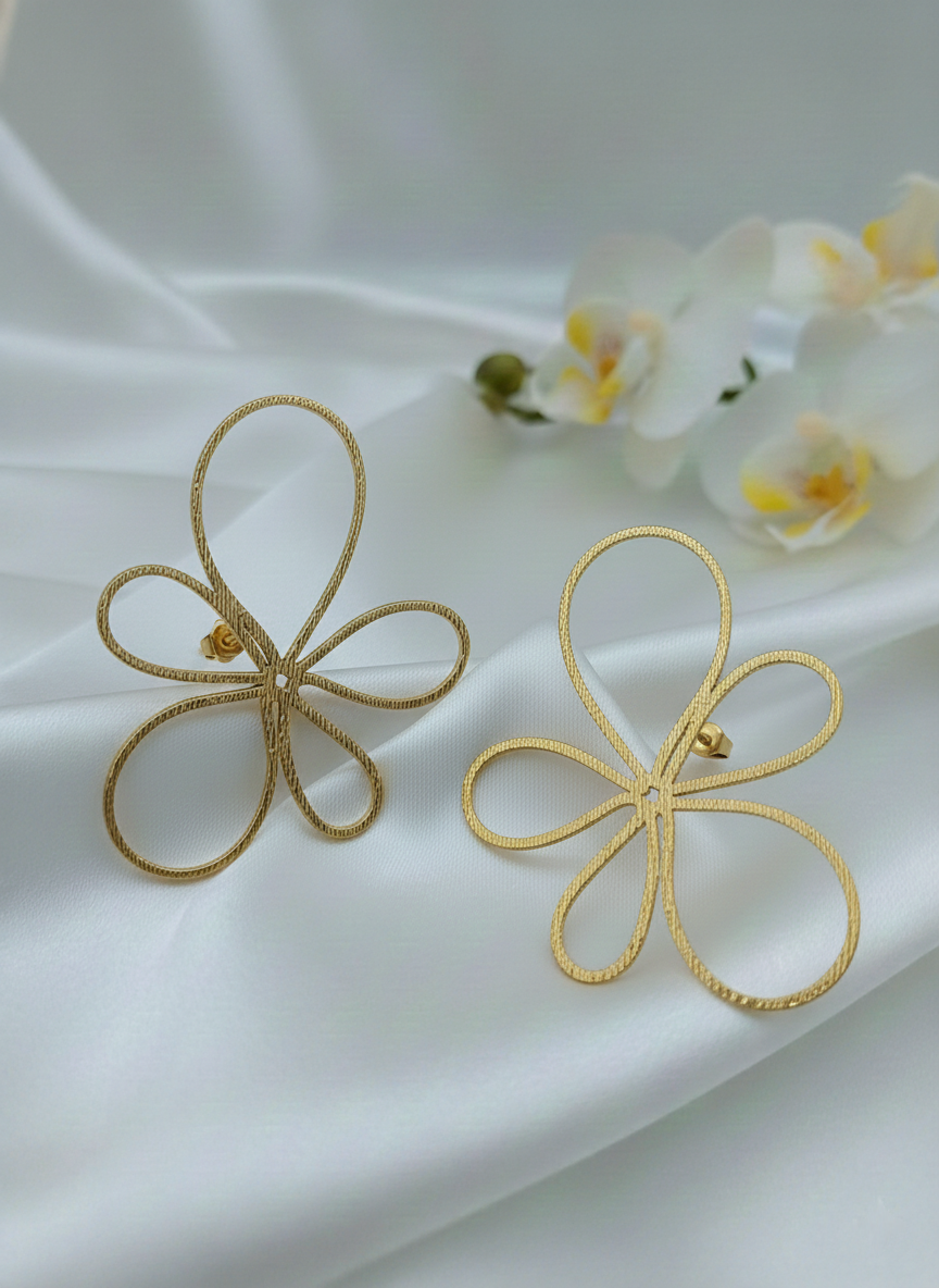 Boucles d'oreilles Marguerite pétales - acier inoxydable doré printanier