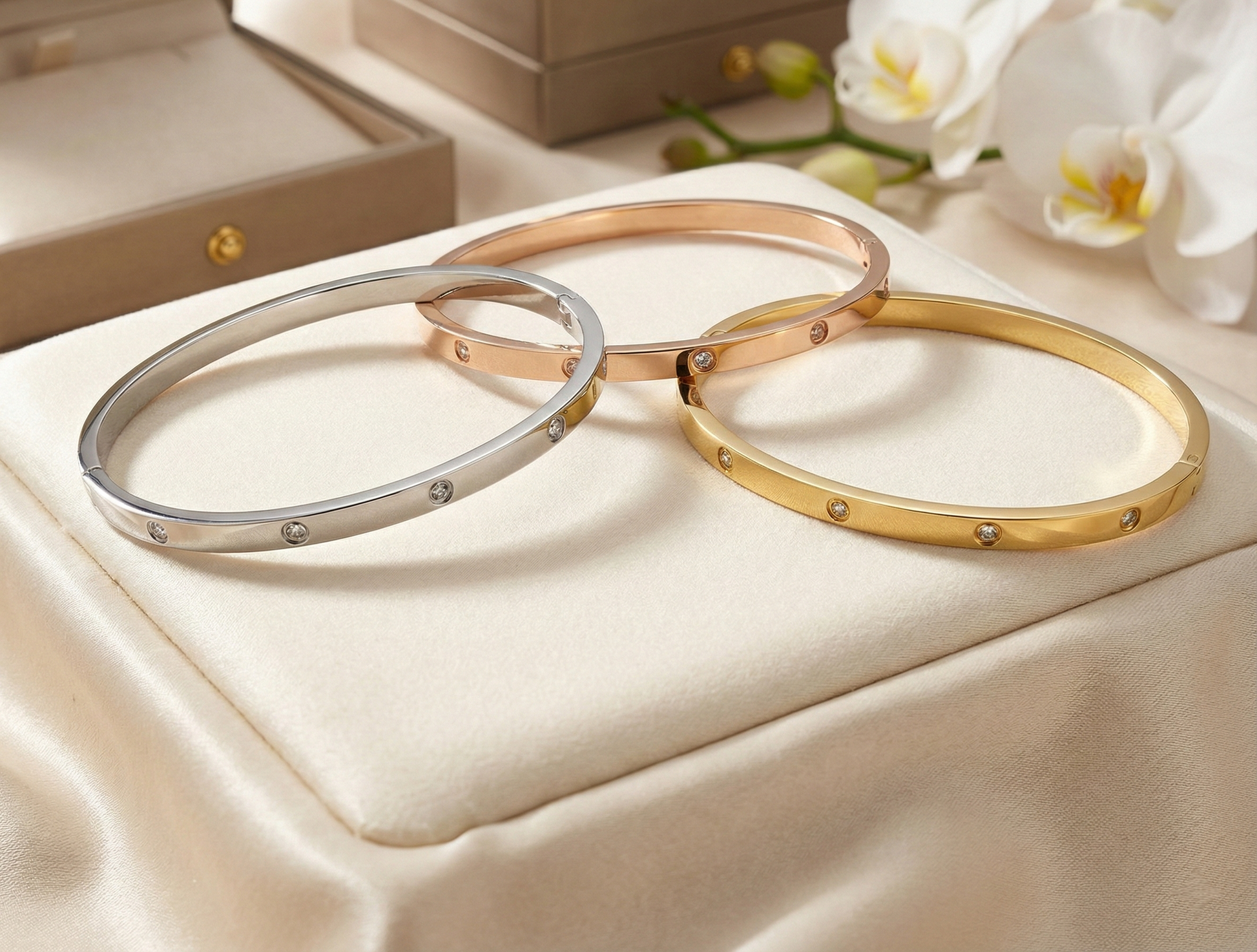 Bracelet Stacy acier inoxydable et strass - élégance polyvalente et robuste