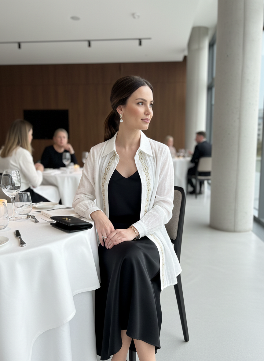 Broderie précieuse sur chemise Tina - élégance romantique en coton