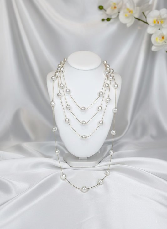 Sautoir sophistiqué Emma - acier inoxydable doré chaînes perlées