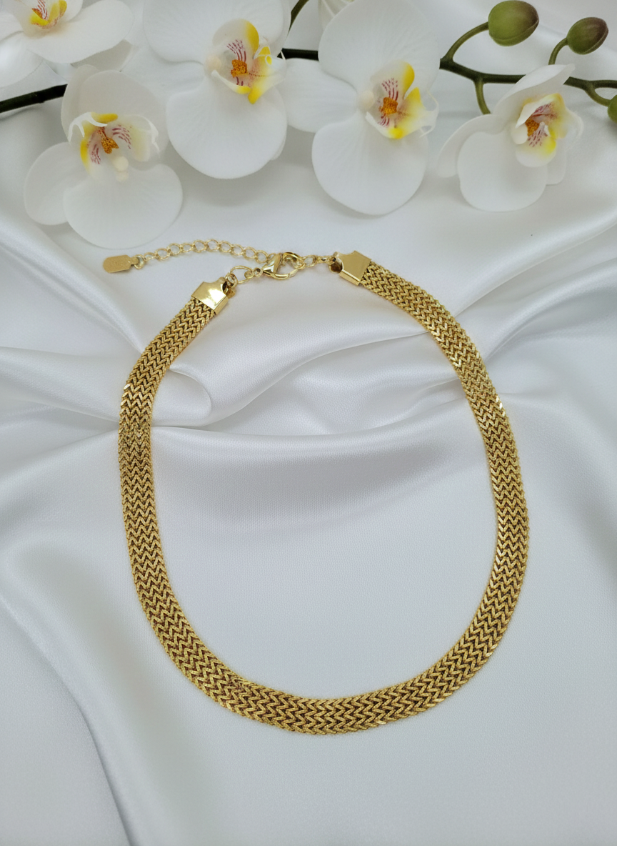 Collier Ophélie gourmette acier - simplicité élégante et robustesse