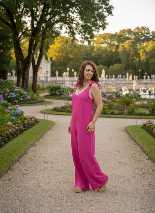 Combinaison longue Rosa fuchsia - style moderne fluide et chic