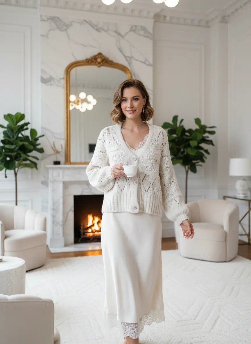 Gilet crème femme chic salon contemporain miroir doré BONITALUZ