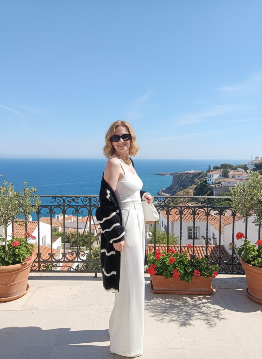 "Gilet Amélie sans boutons - rayures fantaisie coloris tendance, look polyvalent femme"