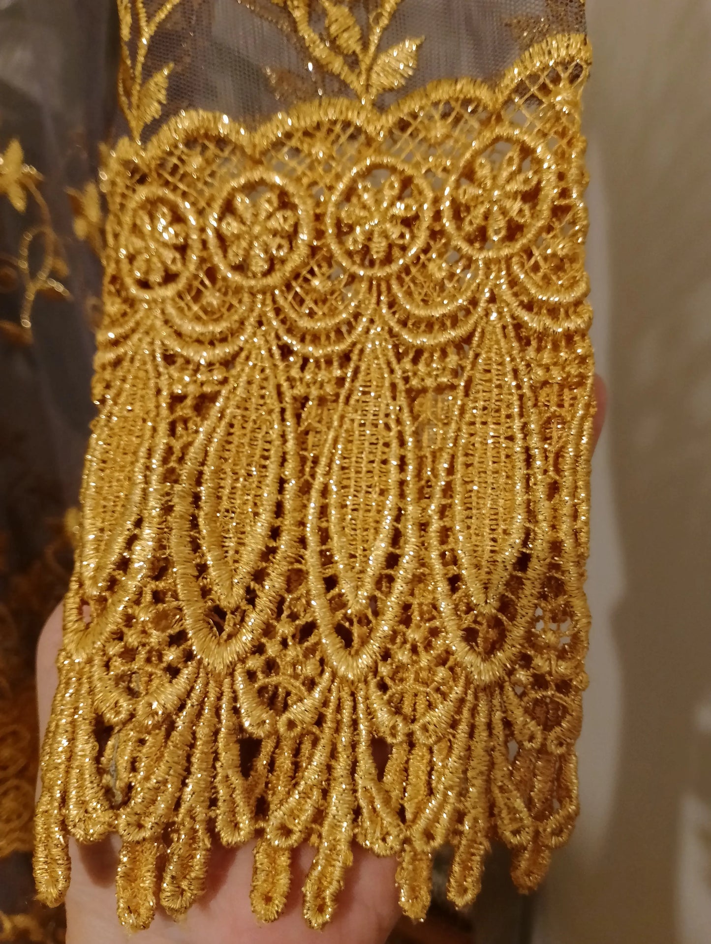 Tunique Kebaya brodée dorée seconde main BONITALUZ — pièce unique