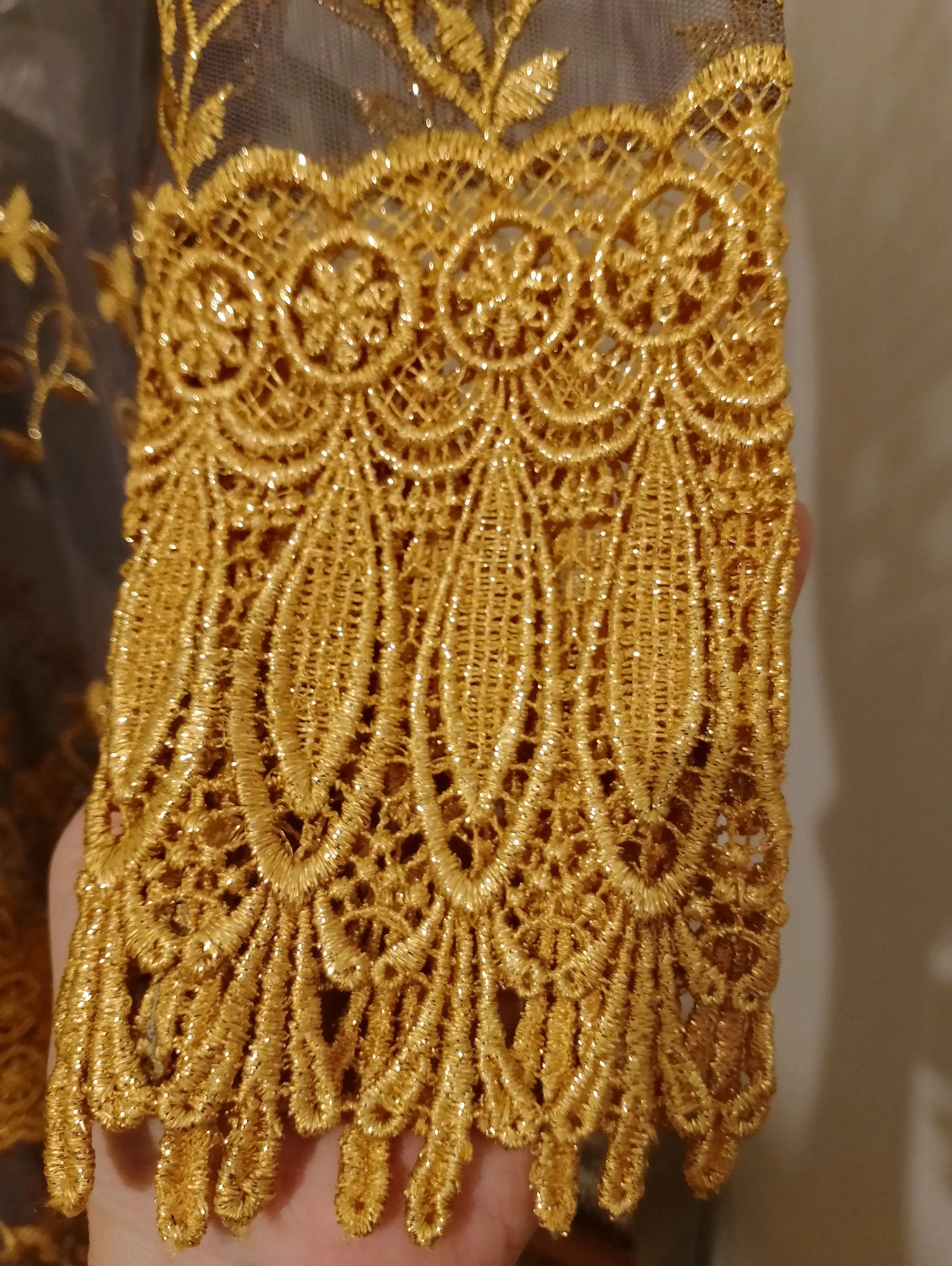 Tunique Kebaya brodée dorée seconde main BONITALUZ — pièce unique