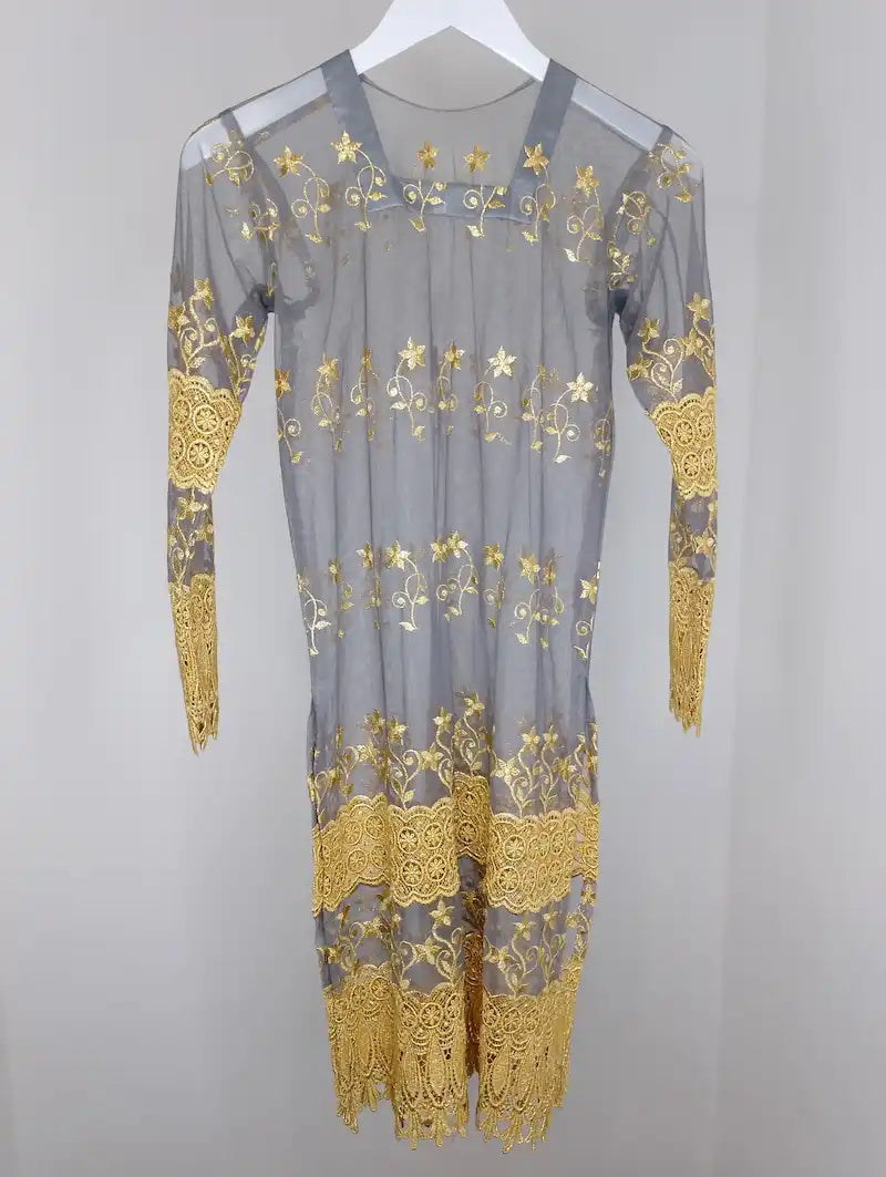 Tunique Kebaya brodée dorée seconde main BONITALUZ — pièce unique