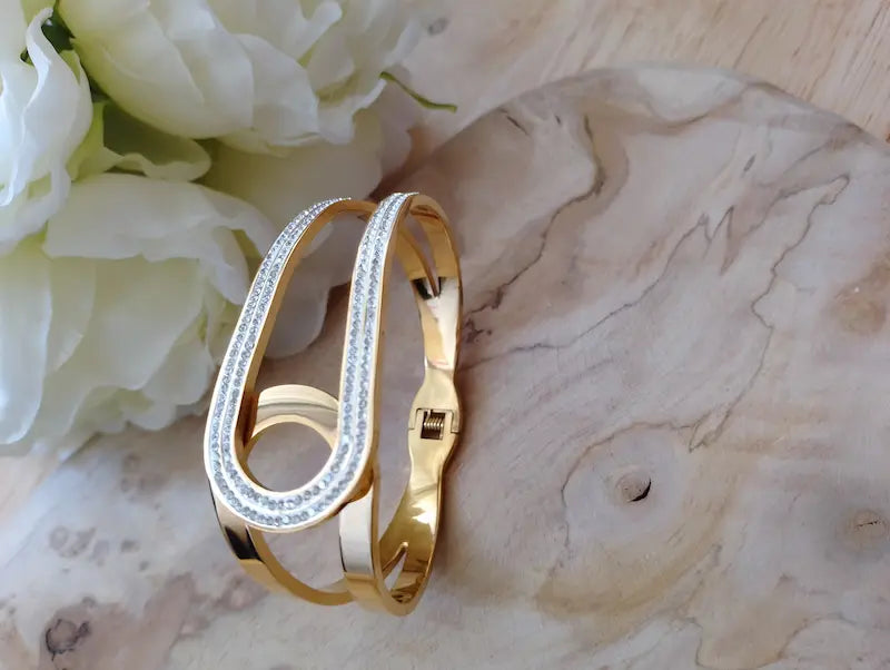 Bracelet Solaya BONITALUZ - détail fermoir doré, bracelet mixte hypoallergénique