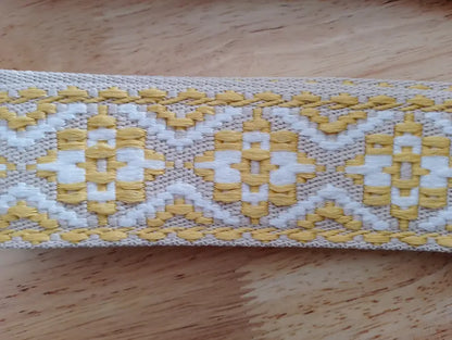 Sangle sac Léa jaune paille brodée dorée - sangle interchangeable BONITALUZ