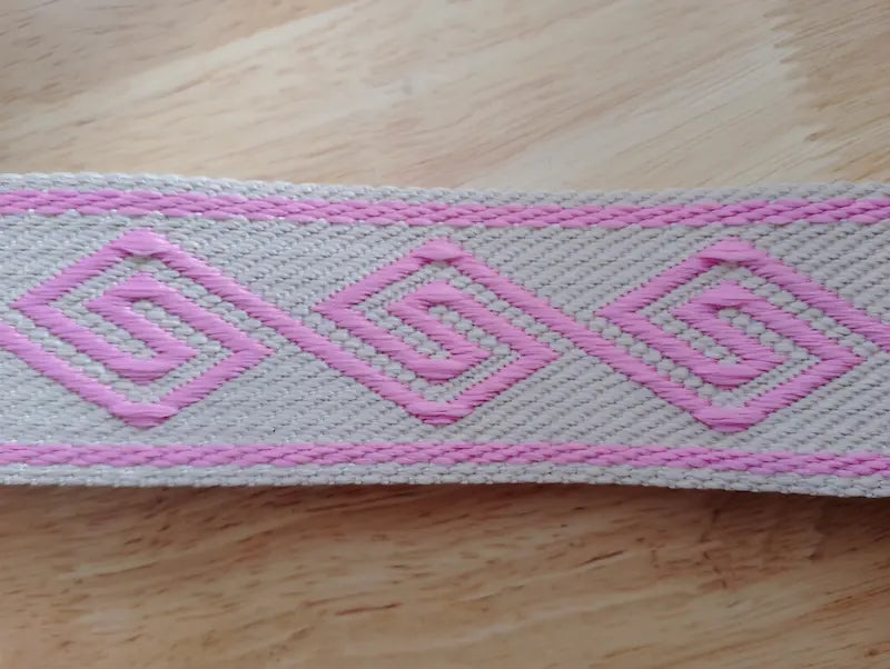 Sangle sac Léa rose paillé brodée - sangle fantaisie BONITALUZ