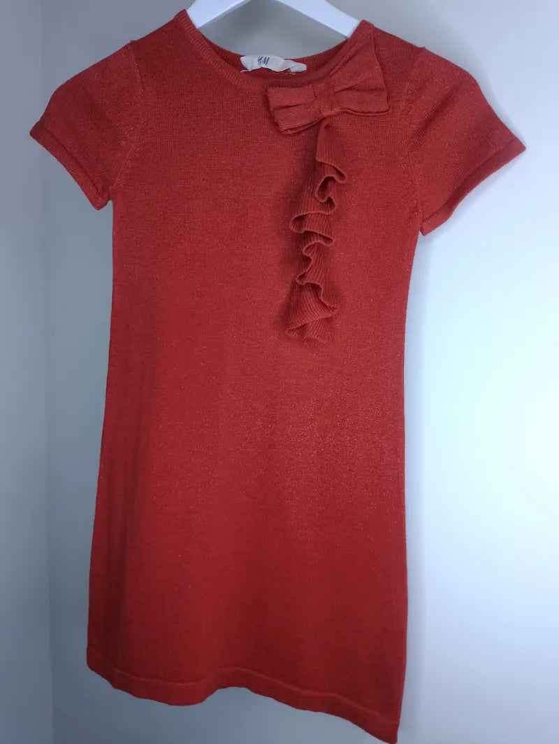 Robe rouge à volants fille 8-10 ans – vue complète – Seconde Vie BONITALUZ