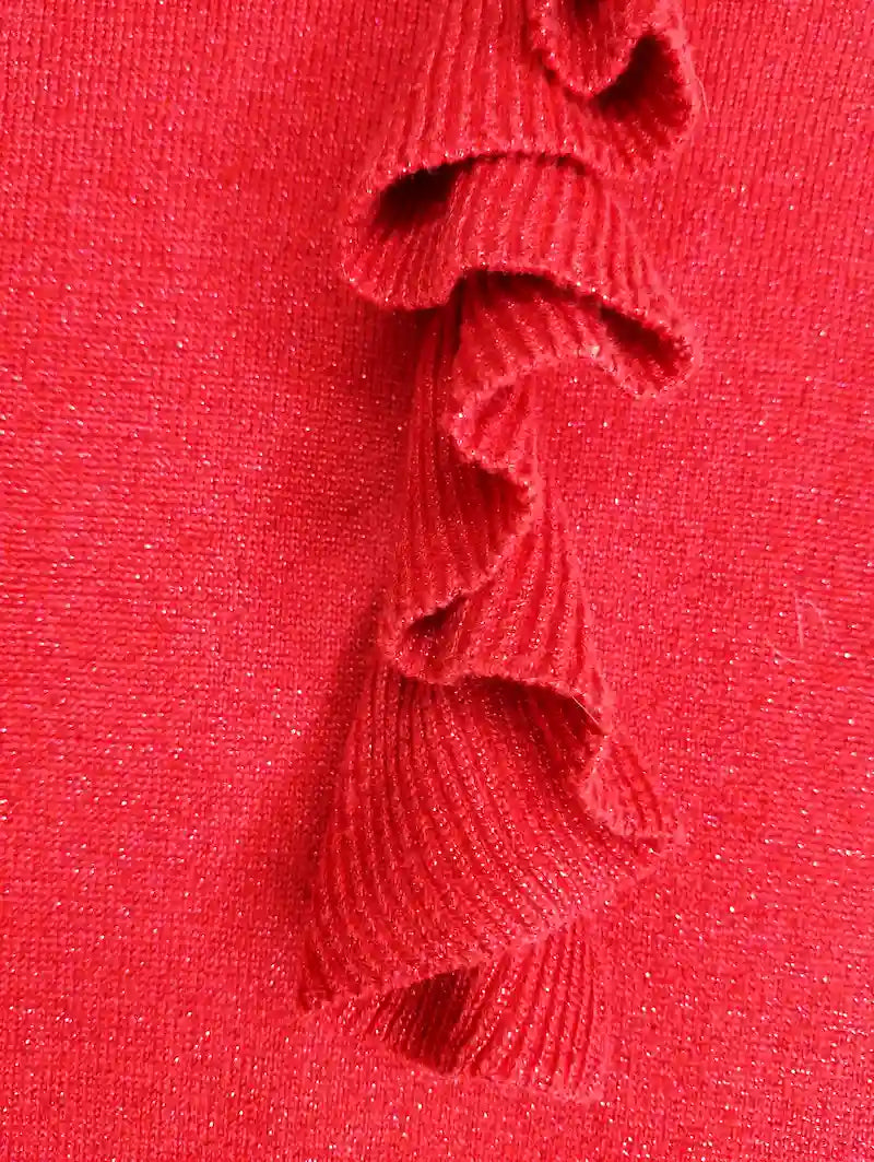 Robe rouge à volants fille – détail volants et tissu