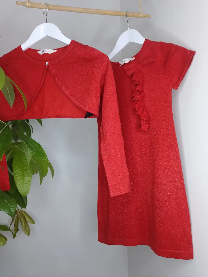 Ensemble robe et boléro rouge H&M fille 134/140 – Seconde Vie