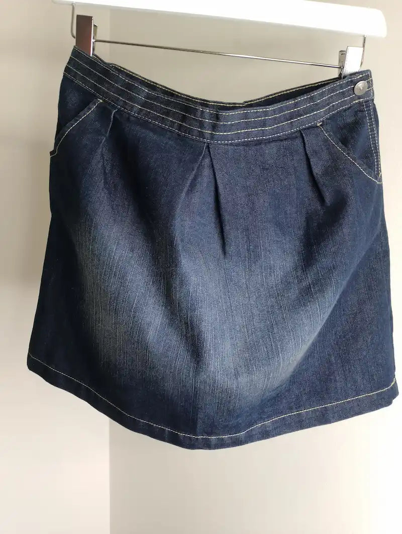 Jupe en jean bleu denim KIABI – vue face – Seconde Vie BONITALUZ