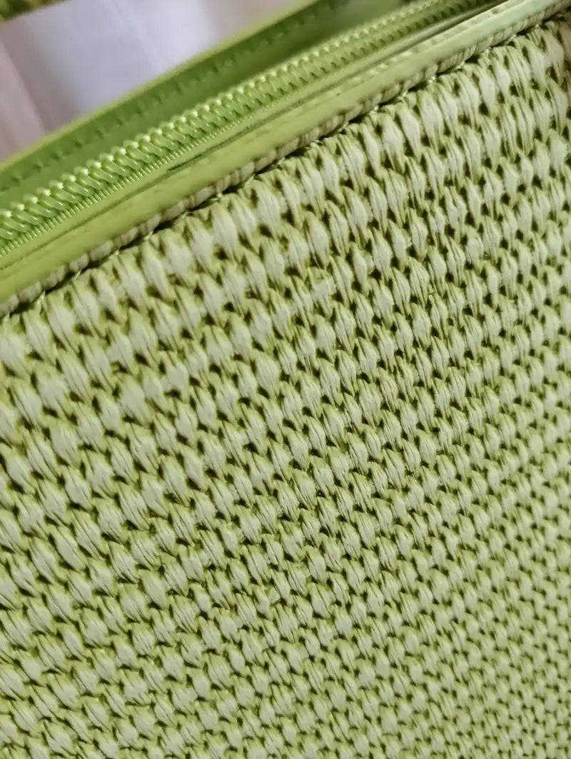 Sac Anissa vert anis – détail macro tissage raphia – BONITALUZ