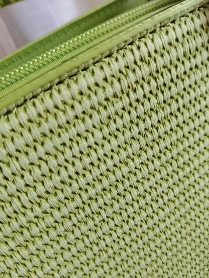 Sac Anissa vert anis – détail macro tissage raphia – BONITALUZ