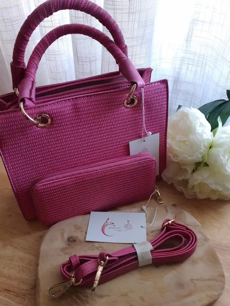 Sac Anissa fuchsia – vue face arrière bretelle détachable – BONITALUZ