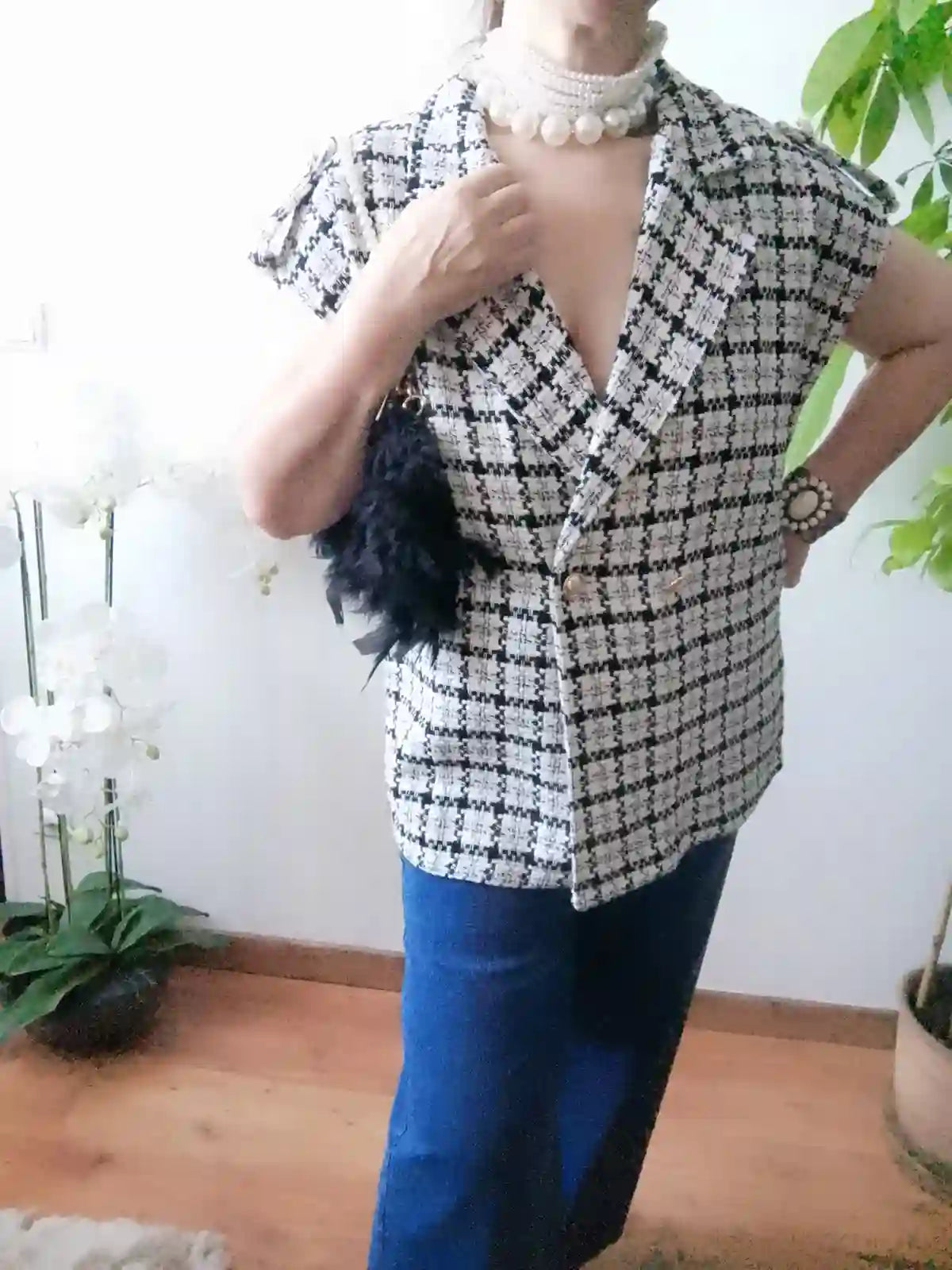Veste Armonia détail tissu maille fine motif BONITALUZ