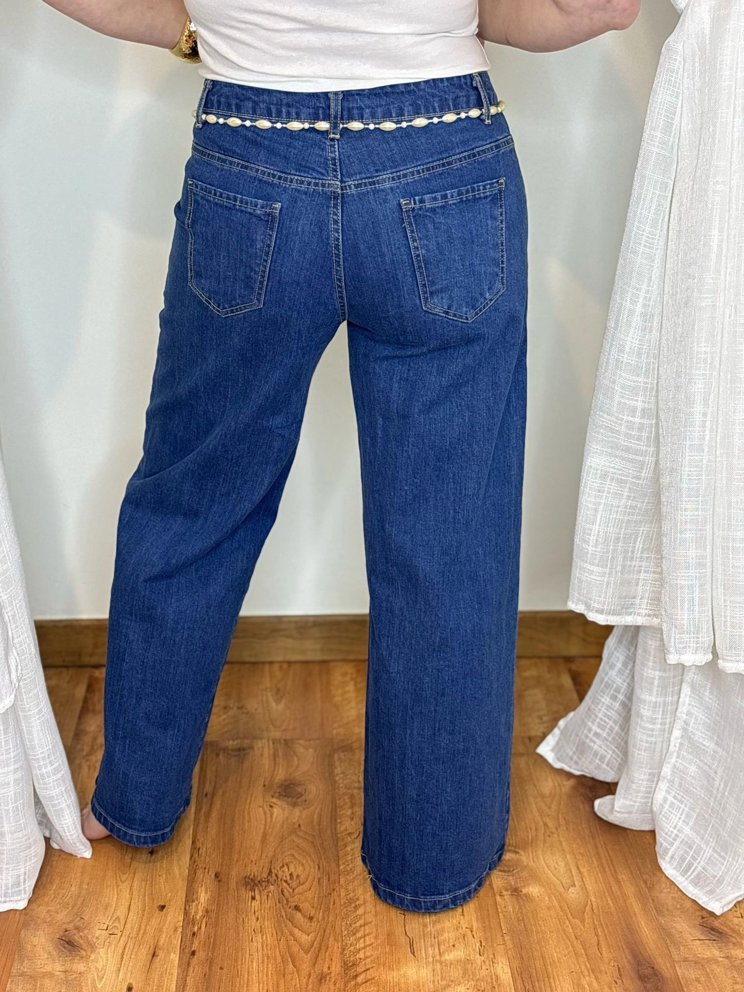Jean Blue wide leg - vue de dos portée - BONITALUZ
