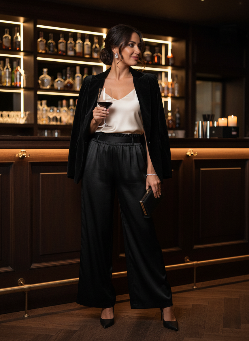 "Pantalon Louis Noir polyester - grandes tailles L à XXXXL, confort parfait toutes morphologies"