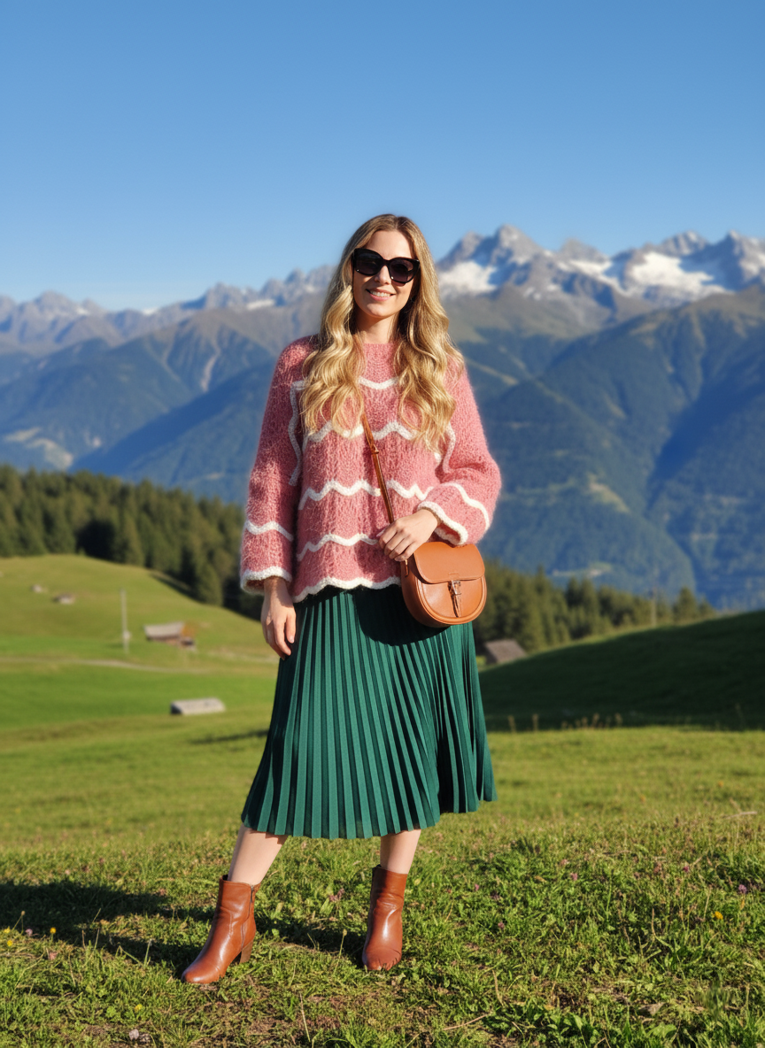 "Pull Amélie corail - vue complète pull rayé, tendance colorée moderne BONITALUZ"