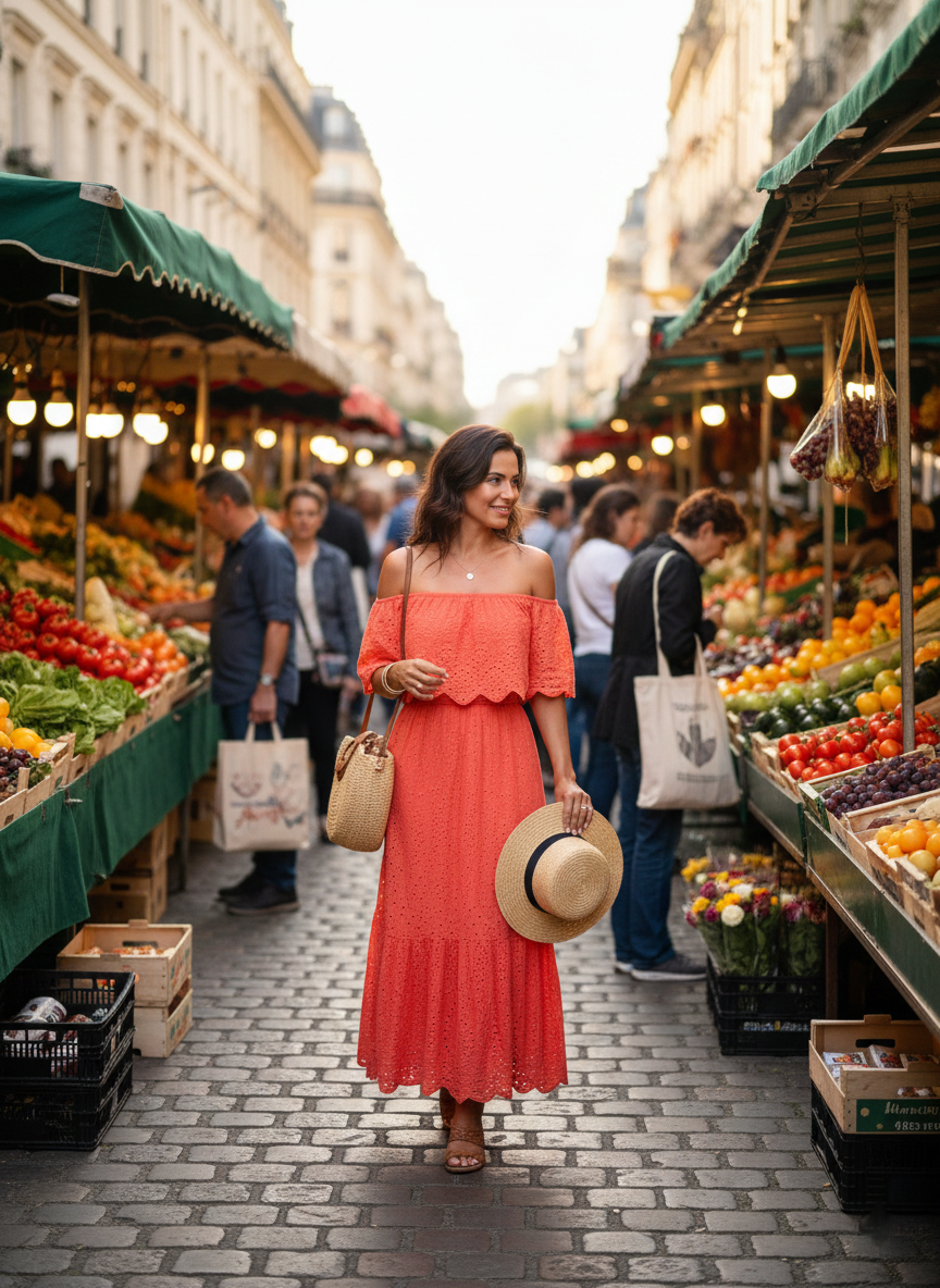 Robe Angélique - La dentelle orange divine. Craquez pour Angélique ! Cette robe tout en dentelle orange incarne l'audace féminine. 100% coton noble et col bateau élastique pour une élégance bohème irrésistible.
