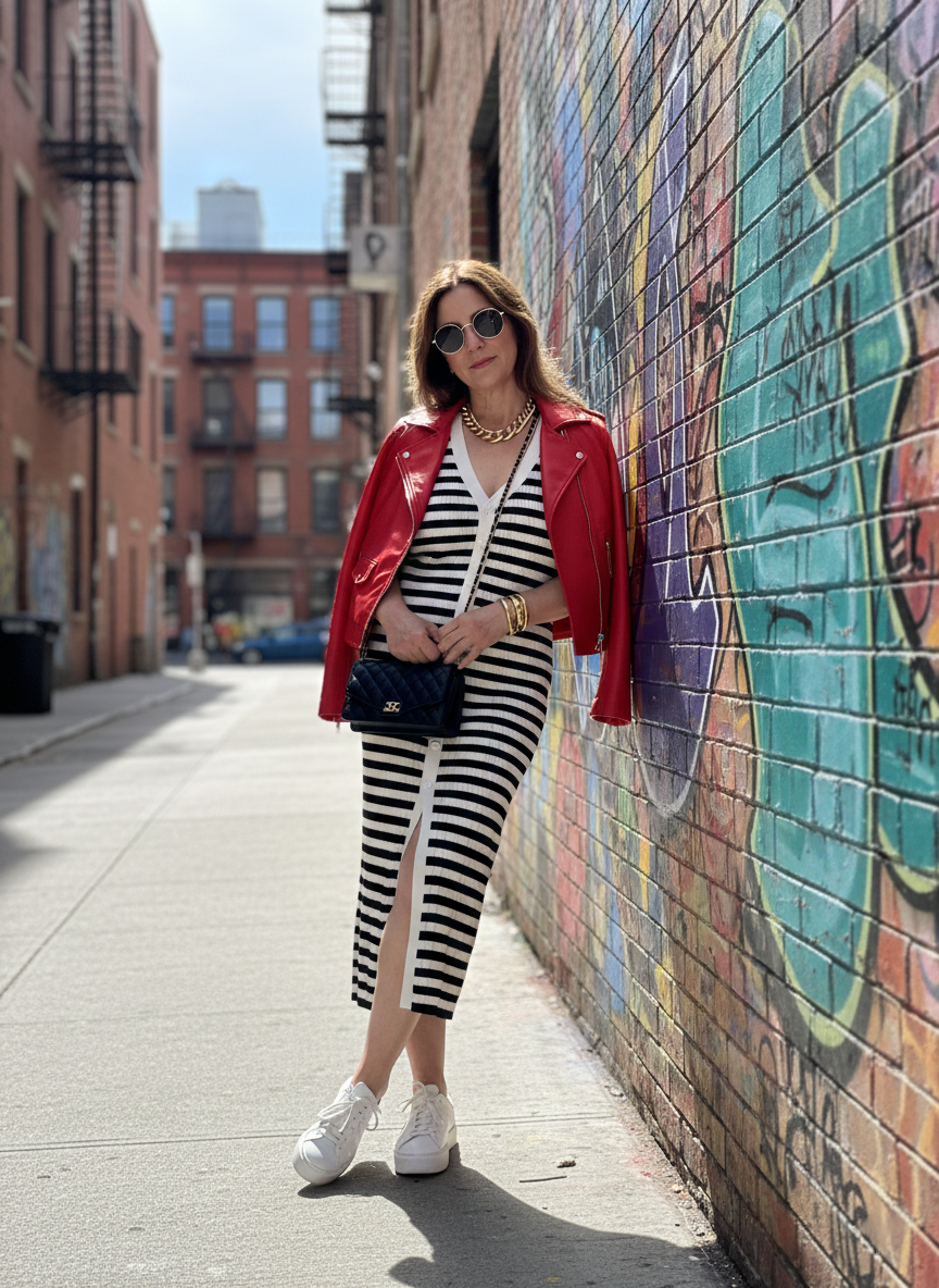 Robe Maréa marinière rayures blanc noir - élégance maritime chic