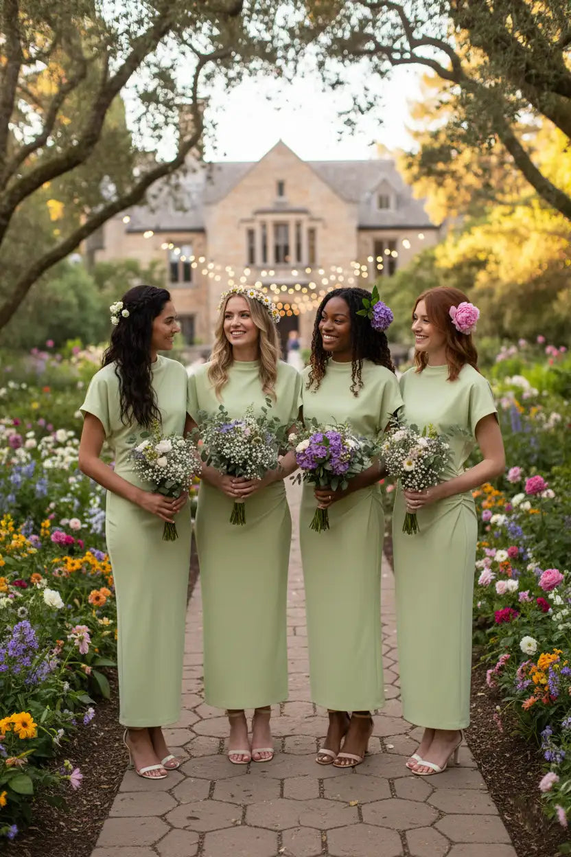 Robe Menta femme vert menthe groupe demoiselles d'honneur jardin fleuri BONITALUZ