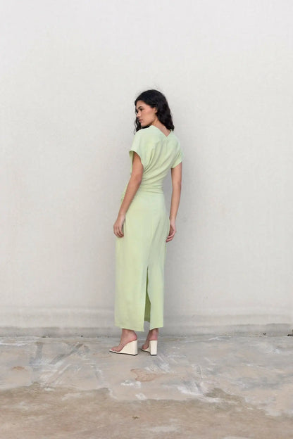 Robe Menta femme vert menthe de dos fond blanc studio BONITALUZ