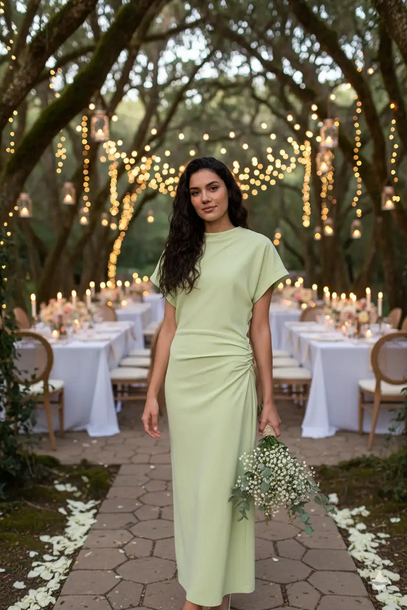 Robe Menta femme vert menthe soirée bougies lumières élégance BONITALUZ