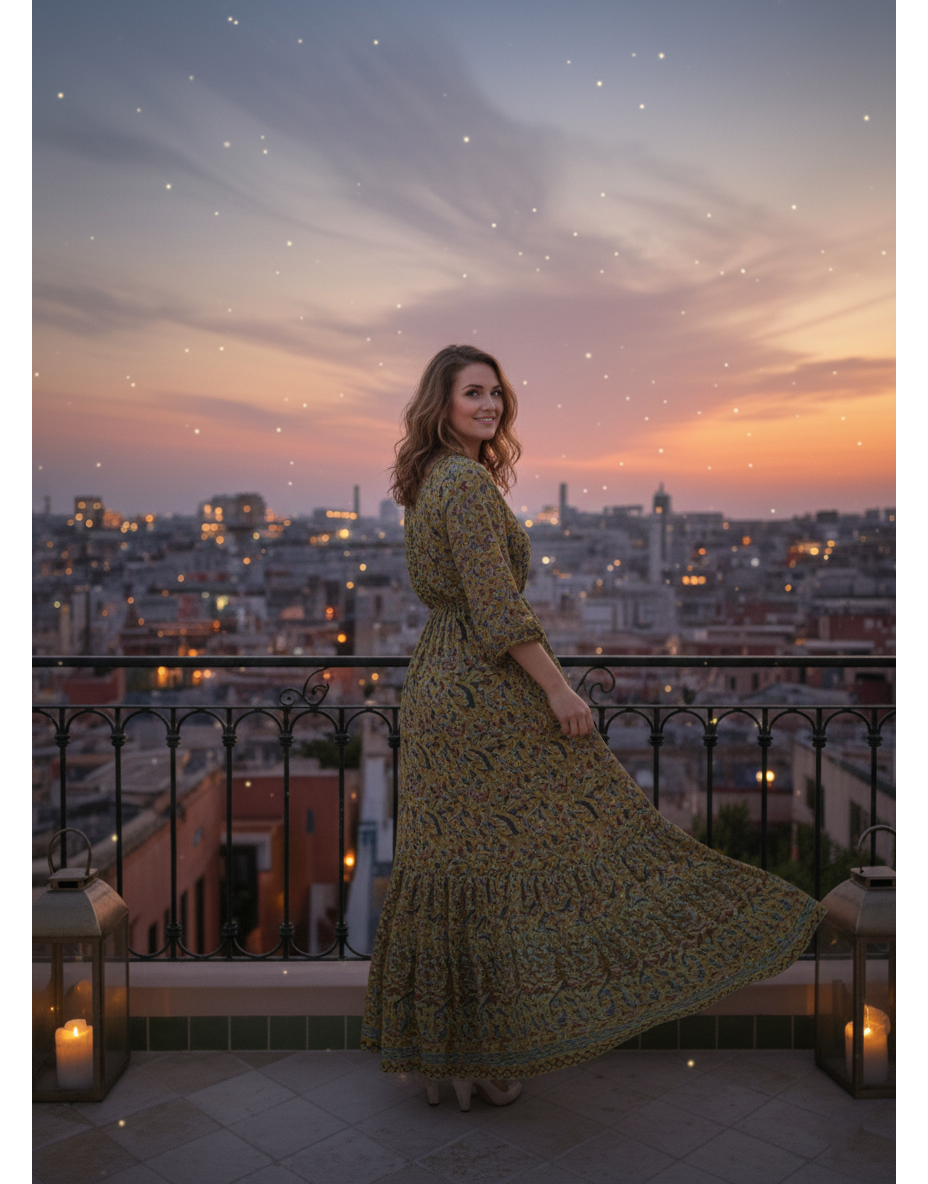"Robe Rosie BONITALUZ - robe longue soie artistique 100%, élégance luxe accessible femme"