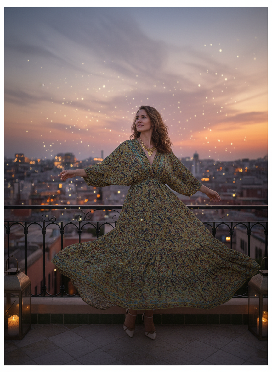 "Robe Rosie soie artistique - robe longue légère, luxe et confort pour occasions spéciales"