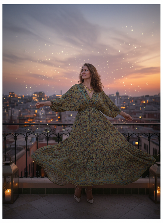 "Robe Rosie soie artistique - robe longue légère, luxe et confort pour occasions spéciales"