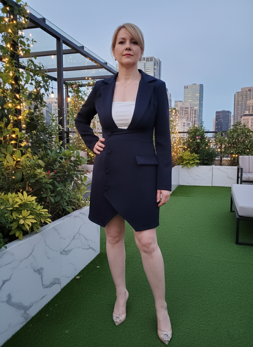 Femme portant la Robe Jessica structurée - Robe chic événements BONITALUZ