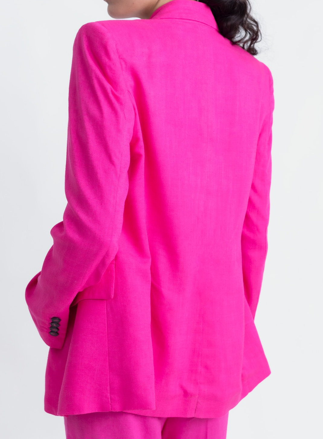 Veste Rosa détails finitions - Veste lin rose élégante BONITALUZ