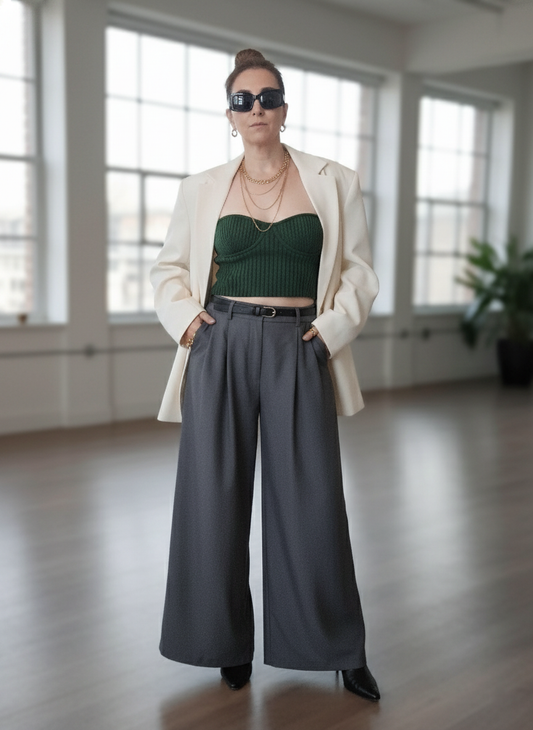 "Pantalon Eddy gris BONITALUZ - style urbain chic et confortable pour femme"